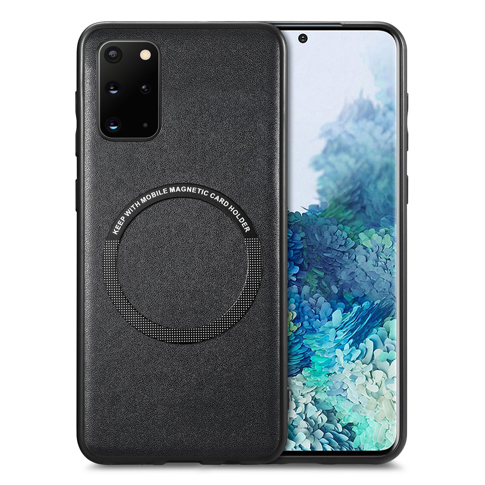 For Samsung Galaxy S20 Plus 4G / 5G Leather Coated PC TPU Cover Phone Case Compatible with MagSafe with Magnetic Holder Metal Ring For Samsung Galaxy S20 Plus 4G / 5G Leather Coated PC TPU Cover Phone Case Compatible with MagSafe with Magnetic Holder Metal Ring